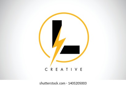 L Letter Logo Design With Lighting Thunder Bolt. Electric Bolt Letter Logo Vector Illustration.