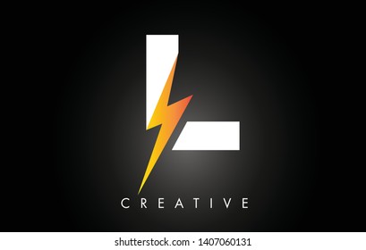 L Letter Logo Design With Lighting Thunder Bolt. Electric Bolt Letter Logo Vector Illustration.