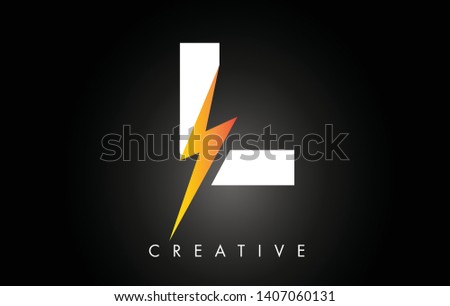 L Letter Logo Design With Lighting Thunder Bolt. Electric Bolt Letter Logo Vector Illustration.