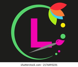 L Letter Logo Design mehrfarbig mit Rundrahmen.