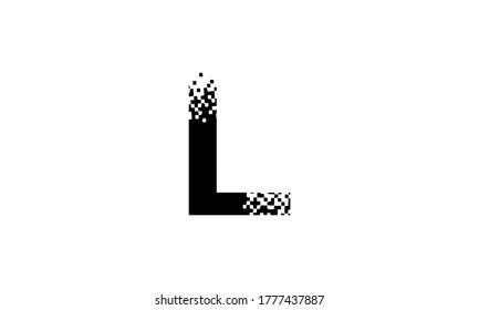 L Letter Logo Design Pixel white black background vector