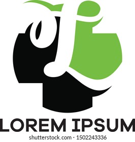 L letter logo design, Letter L in plus shape vector illustration