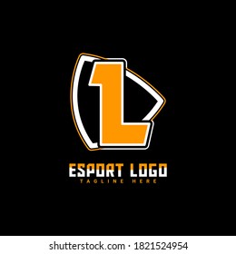 L Letter Logo Design Template with Shield Element Combination Suitable for E Sport Gaming Club Symbol