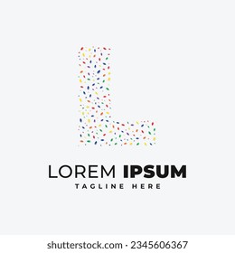 L letter logo design template with colorful confetti leaf vector