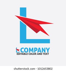 L letter logo design vector icon template for website or business - logo Letter travel airplane