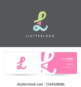 L letter logo design vector with Business card template