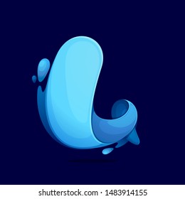 L letter logo ecology stylized with water waves and dew drops. Font style, vector design template elements for your eco friendly or organic label. 