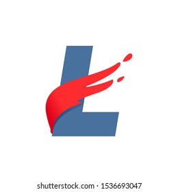 L letter logo with fast speed red flag line. Font style, delivery, sports etc vector design template elements.