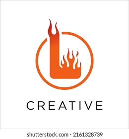 L letter logo, fire flames logo design.