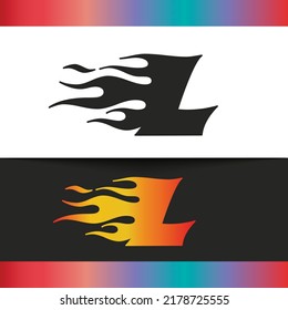 L letter logo, fire flames logo design.