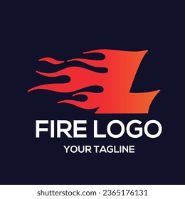 L letter logo, fire flames logo design.