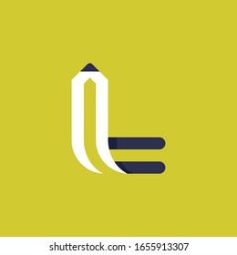 L letter logo formed by pencil. Vector typeface for art identity, school headlines, education posters etc.