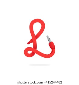 L letter logo formed by jack cable. Vector design template elements for your music application or corporate identity.