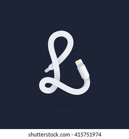 L letter logo formed by lightning cable. Vector design template elements for your application or corporate identity.