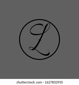 L letter logo with gray background.Black frame.L letter icon.