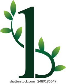 L Letter Logo. Green Color. Leaf Style - Vector