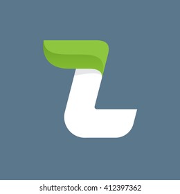 L letter logo with green leaf. Font style, ecology vector design template elements for your application or corporate identity.