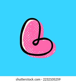 L letter logo hand-drawn with a marker with paint shift effect and vintage grunge texture. Vector cartoon typeface for fun zone decoration, children's collages, a toy company, cute art posters, etc.