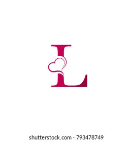 L letter logo with heart icon, valentines day concept