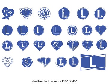 Logotipo de letra L y conjunto de diseño de iconos