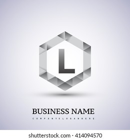 L Letter logo icon design template elements on hexagonal.