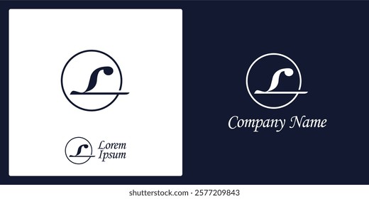 L Letter Logo and icon with stylized circle, editable vector