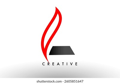 L letter logo Icon Vector Design. Modern Swoosh Red and Gray Alphabet letter concept vector illustration