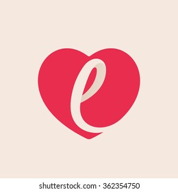 L letter logo inside heart for st. Valentine's day design. Vector vintage design template elements for your application or corporate identity.