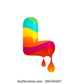 L letter logo with juice splash, waves and drops. Vector design template elements for your application or corporate identity.