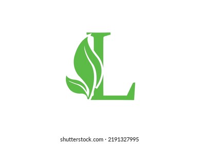 Logo de la letra L con hoja. Diseño de logotipo de naturaleza moderna creativa para L