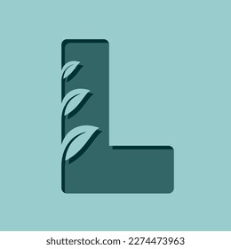 Logo de la letra L con decoración de hoja