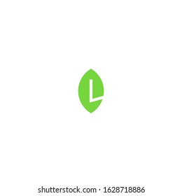 L Letter Logo with Leaf design vector. Illustration of L Letter Logo with leaf icon design vector in green color