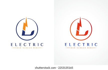 L Letter Logo With Lightning Thunder Bolt Vector Design. Electric Bolt Letter L Logo Vector Illustration.