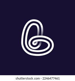 L letter logo made of two white parallel lines on black background. Infinite loop icon. Overlapping elegant emblem. Ideal for dynamic app, minimalism design, sports identity, technology adv.