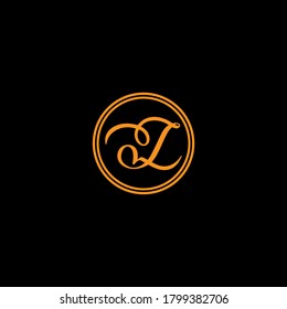 Diseño monograma del logotipo de la letra L sobre fondo negro.Logo de la letra L sobre diseño de moda