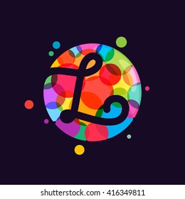 L letter logo with mosaic pattern. Abstract multicolored vector design template elements for your application or corporate identity.