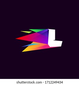 Logotipo de letra L en un estilo multicolor bajo de poly. Icono perfecto para empresa digital, identidad de claraboyas, publicidad espacial, etc.
