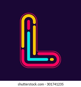 L letter logo with neon line or finger print. Creative vector design template elements for your application or corporate identity.