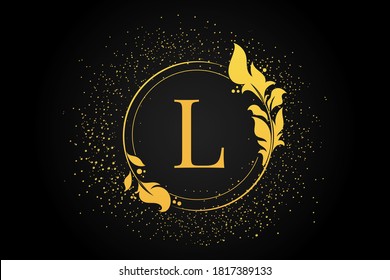 L Letter Logo On Black Background. Golden Color L Letter