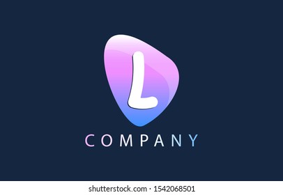 L Letter Logo. Oval Shape Modern Design with Glossy Look
