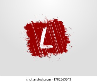 Logotipo de la letra L en el elemento Grunge de la Plaza Roja. Plantilla de diseño del logotipo Retro Rusty Square.