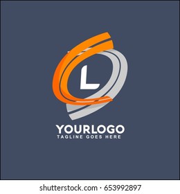 L Letter logo Runway Circle Icon Element Template Design Logo. Orange and grey road vector illustration. 