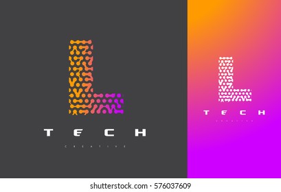 L Letter Logo Science Technology. Connected Dots Letter Design Vector with Points.