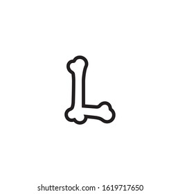 L letter logo shape bone