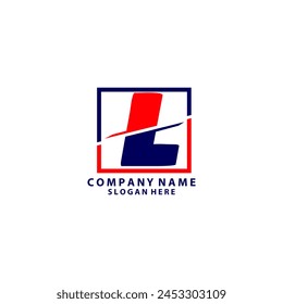 Logotipo de la letra L con Vector de concepto de corte. Logotipo de letra L en rodaja