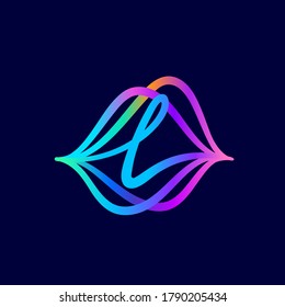 L letter logo with sound wave flow. This font is perfect for a audio technology, advertising of a multimedia company, dj posters, music identity, etc.