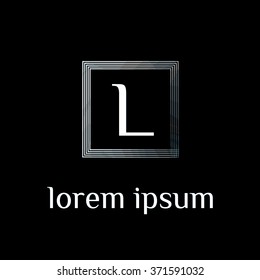 L letter logo in square border - vector (sign, symbol, icon, border)