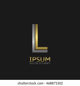 L letter logo template for your business company. Golden and silver colors