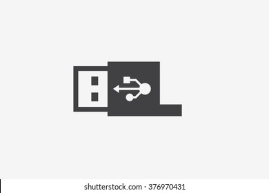 L letter logo, usb flash drive logo design.