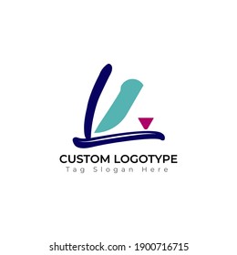 L Ein Logo-Vektor in blauen Farben. Kreativ-modern